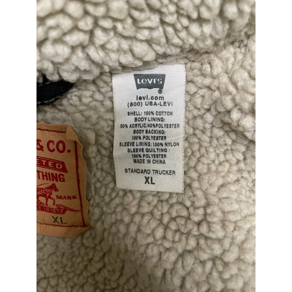 Vintage Levis Mens 70520 Sherpa Lined Corduroy Trucker Jacket Blk XL 100% Cotton - Picture 6 of 15